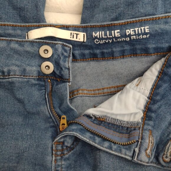 I.T. Millie Petite Curvy Long Rider Denim Bermuda Shorts 14P Medium Wash - Picture 4 of 13